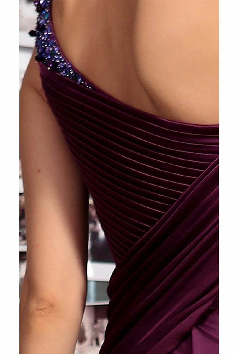 Elegant Sheath One Shoulder Sleeveless Floor Length Mother of the Bride Dress