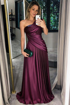 Elegant Sheath One Shoulder Sleeveless Floor Length Mother of the Bride Dress