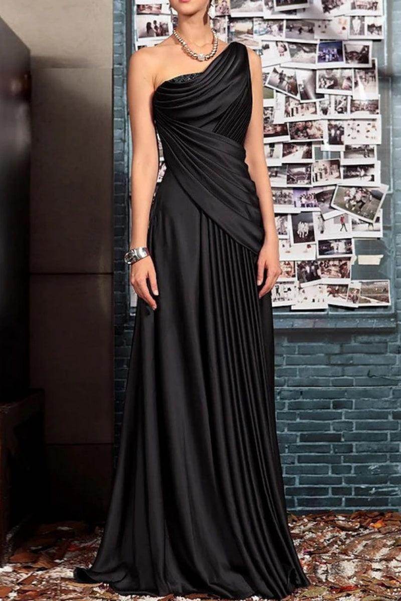 Elegant Sheath One Shoulder Sleeveless Floor Length Mother of the Bride Dress