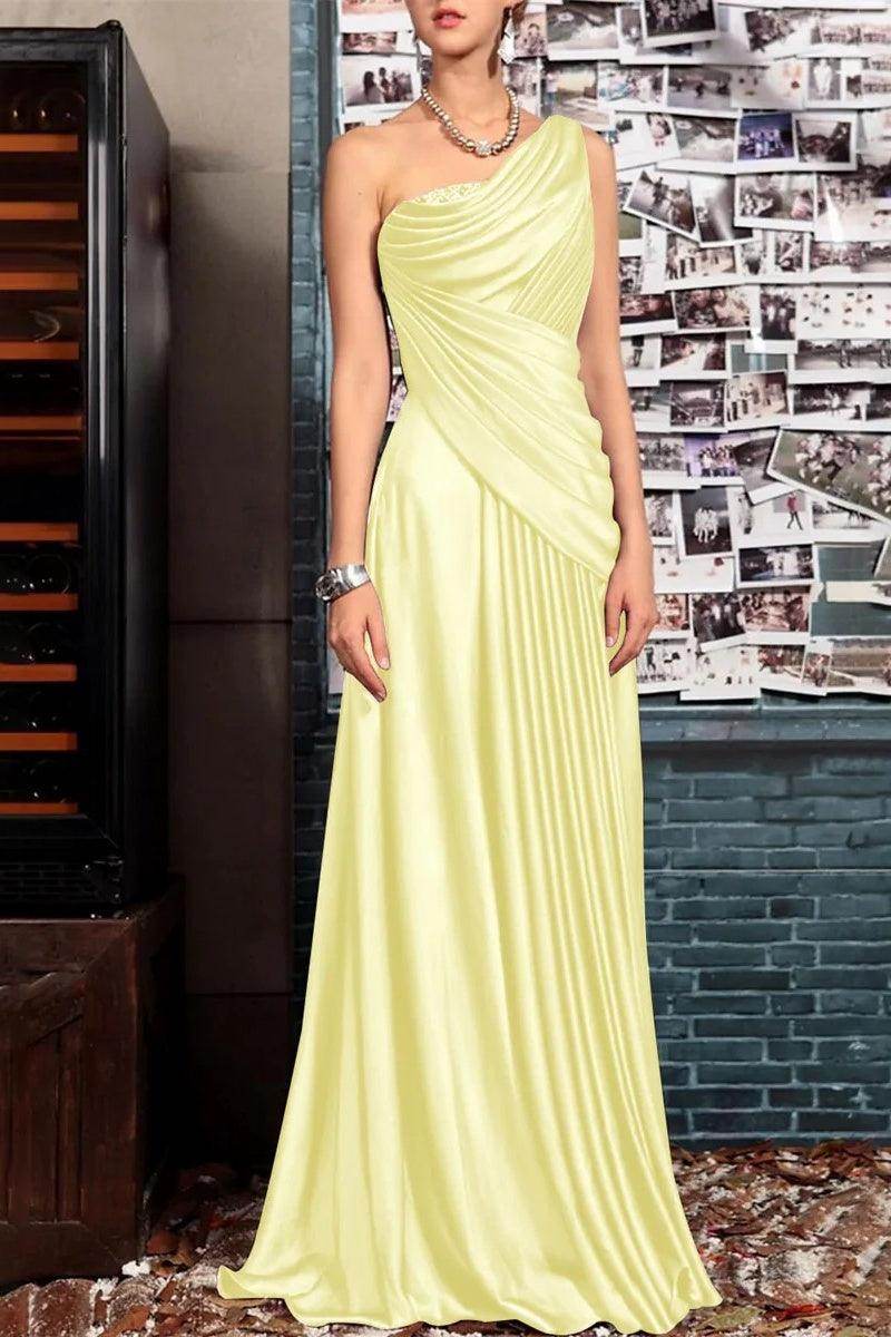 Elegant Sheath One Shoulder Sleeveless Floor Length Mother of the Bride Dress