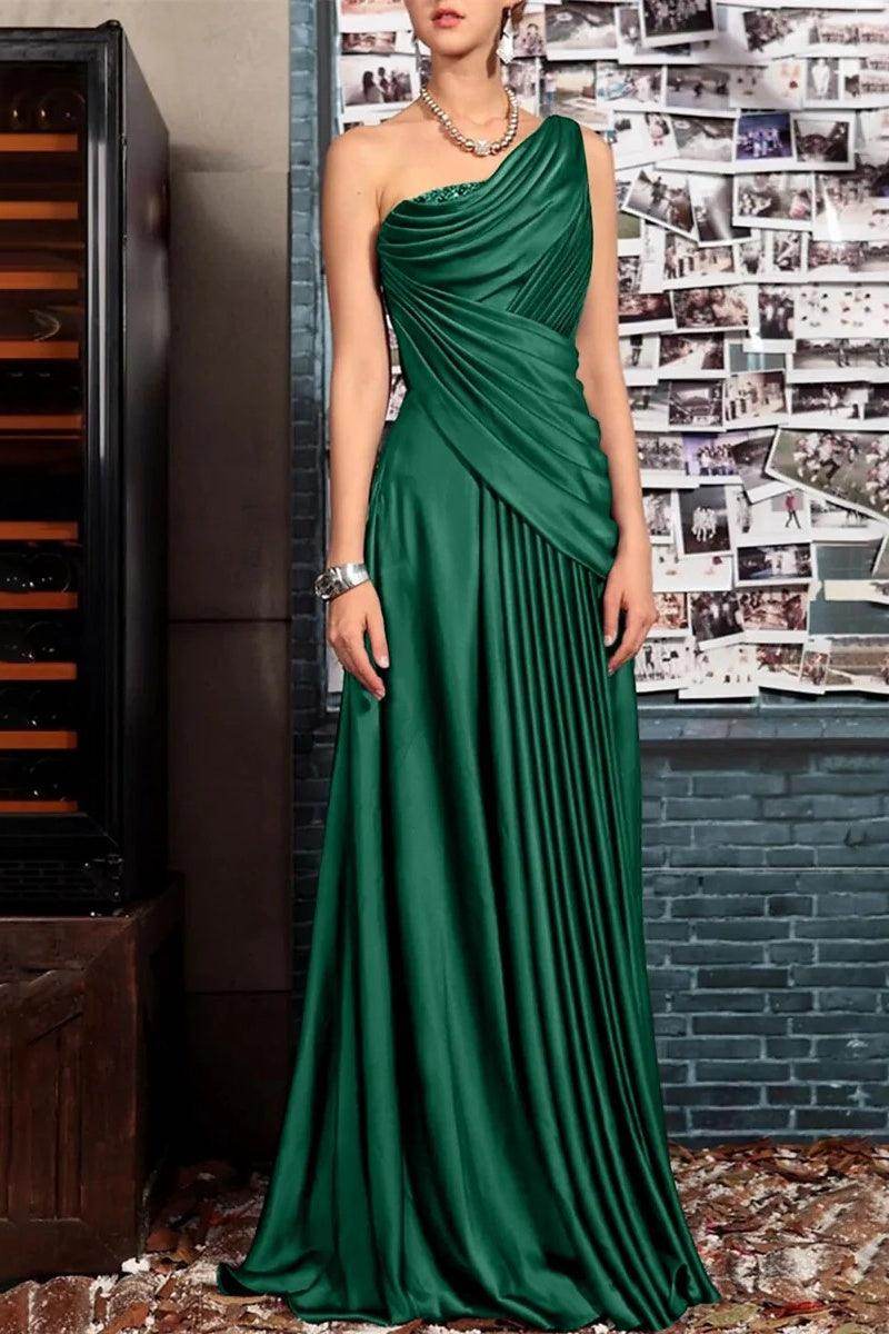 Elegant Sheath One Shoulder Sleeveless Floor Length Mother of the Bride Dress