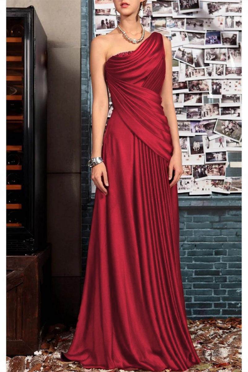 Elegant Sheath One Shoulder Sleeveless Floor Length Mother of the Bride Dress