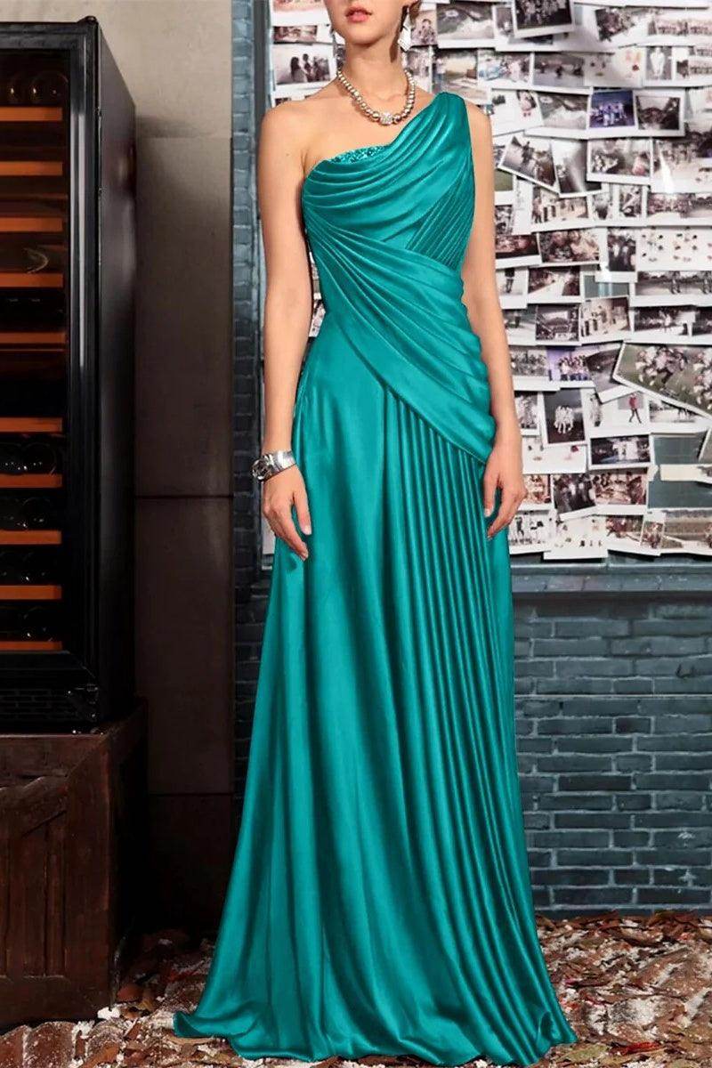 Elegant Sheath One Shoulder Sleeveless Floor Length Mother of the Bride Dress