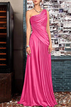 Elegant Sheath One Shoulder Sleeveless Floor Length Mother of the Bride Dress