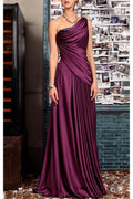 Elegant Sheath One Shoulder Sleeveless Floor Length Mother of the Bride Dress