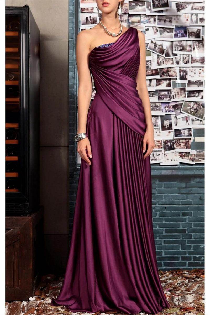 Elegant Sheath One Shoulder Sleeveless Floor Length Mother of the Bride Dress