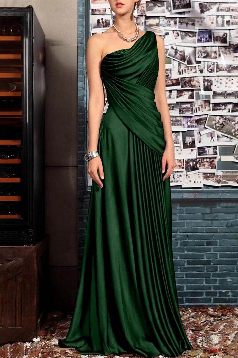 Elegant Sheath One Shoulder Sleeveless Floor Length Mother of the Bride Dress