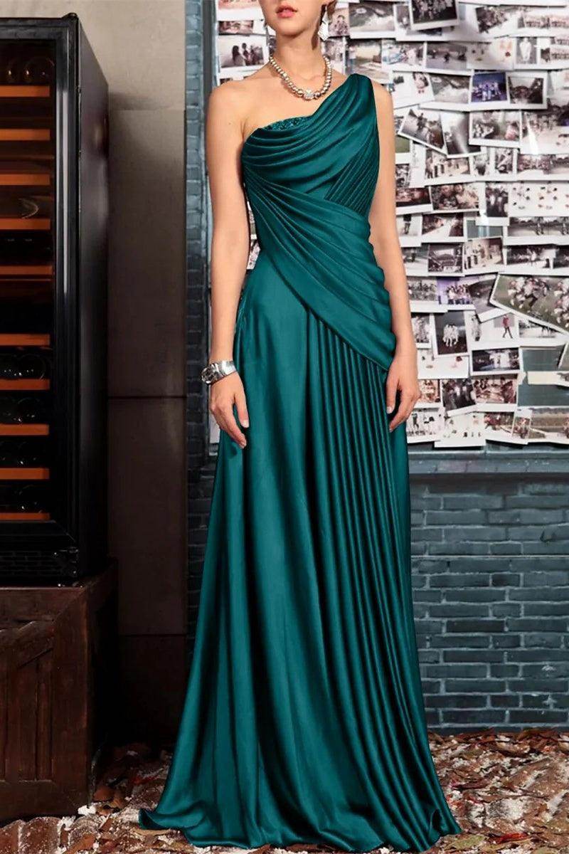 Elegant Sheath One Shoulder Sleeveless Floor Length Mother of the Bride Dress
