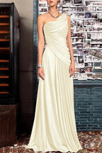 Elegant Sheath One Shoulder Sleeveless Floor Length Mother of the Bride Dress