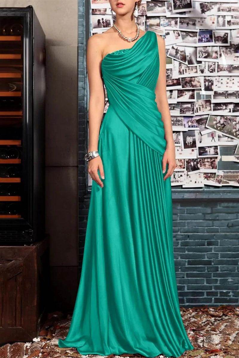 Elegant Sheath One Shoulder Sleeveless Floor Length Mother of the Bride Dress
