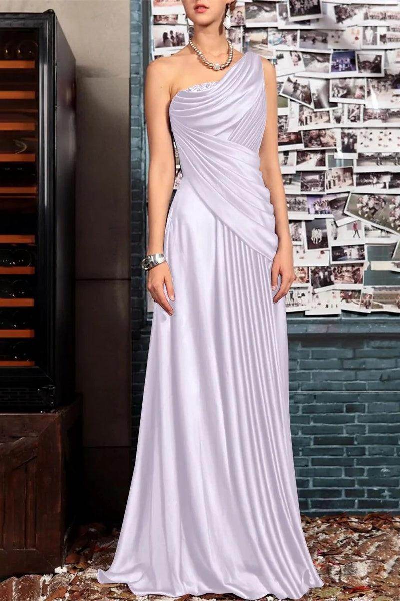 Elegant Sheath One Shoulder Sleeveless Floor Length Mother of the Bride Dress
