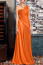 Elegant Sheath One Shoulder Sleeveless Floor Length Mother of the Bride Dress