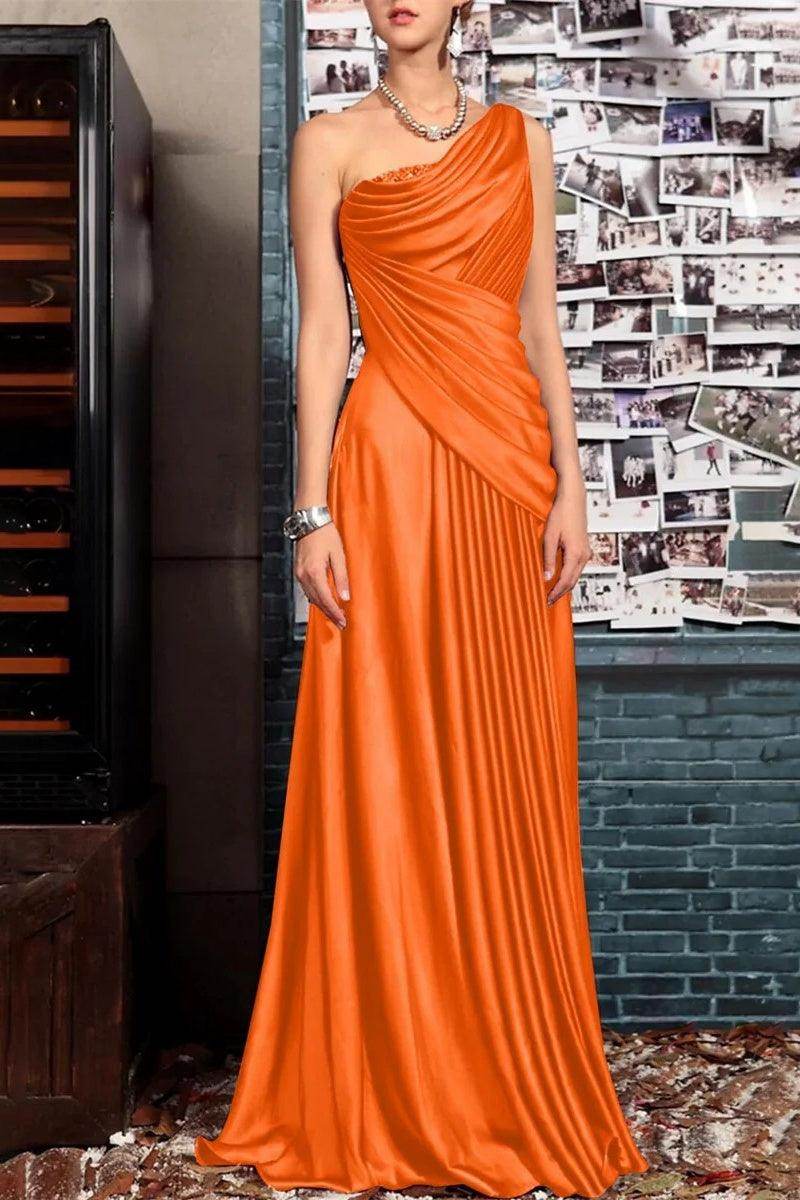 Elegant Sheath One Shoulder Sleeveless Floor Length Mother of the Bride Dress