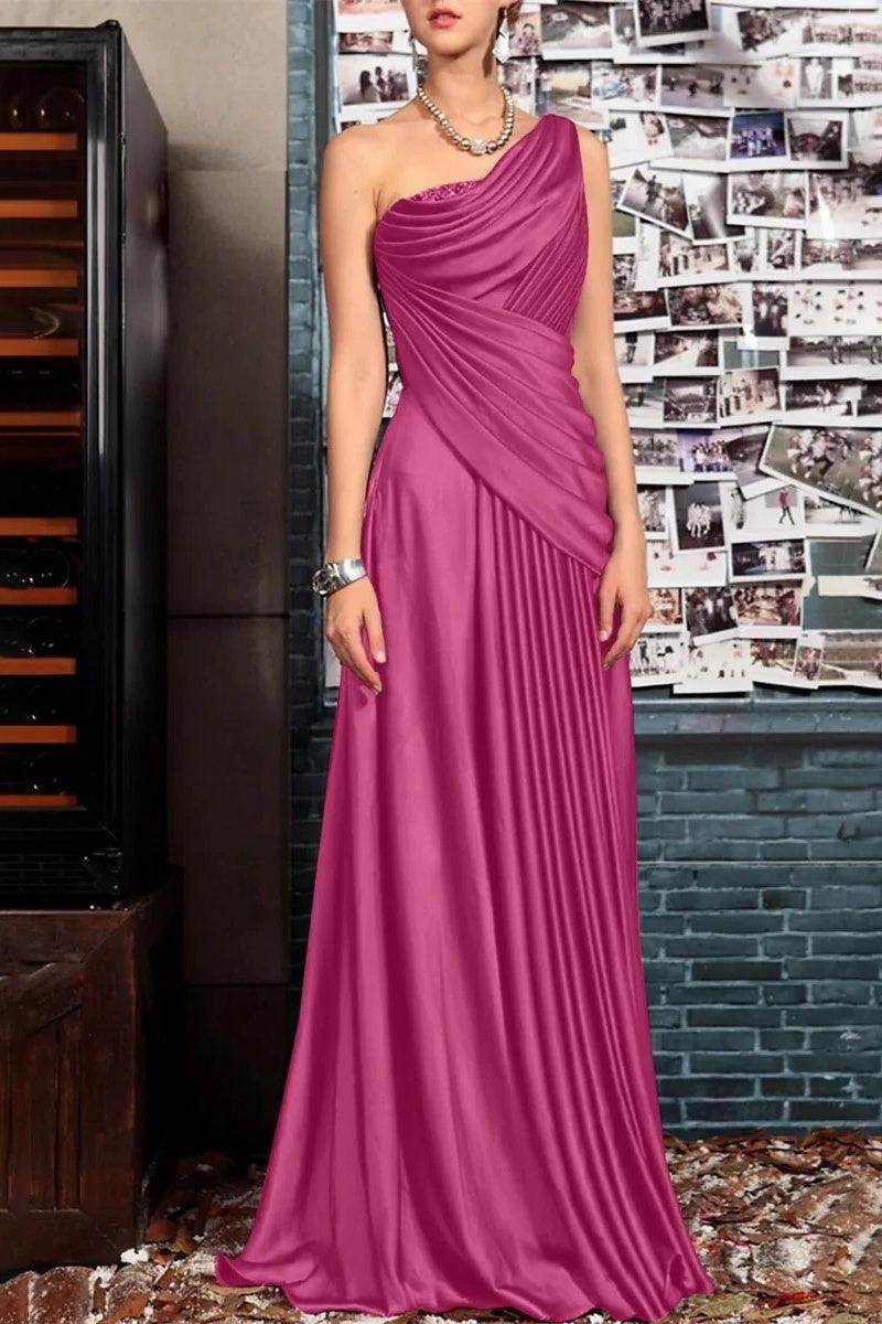 Elegant Sheath One Shoulder Sleeveless Floor Length Mother of the Bride Dress