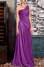 Elegant Sheath One Shoulder Sleeveless Floor Length Mother of the Bride Dress