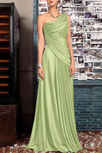 Elegant Sheath One Shoulder Sleeveless Floor Length Mother of the Bride Dress