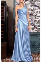 Elegant Sheath One Shoulder Sleeveless Floor Length Mother of the Bride Dress