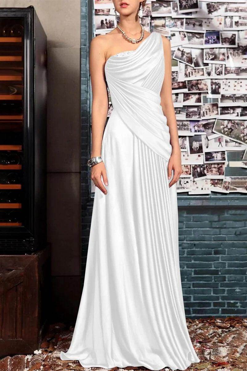 Elegant Sheath One Shoulder Sleeveless Floor Length Mother of the Bride Dress