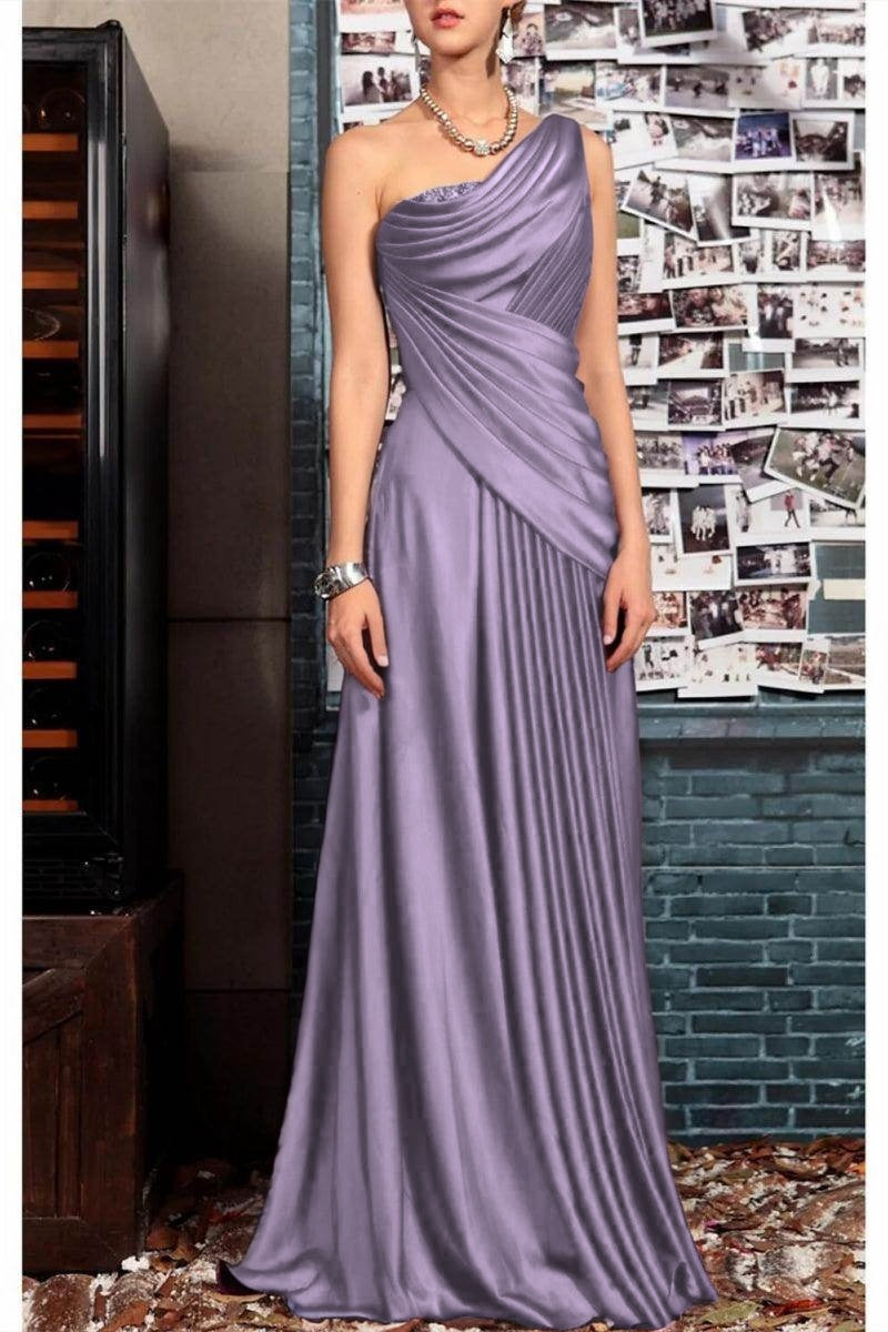 Elegant Sheath One Shoulder Sleeveless Floor Length Mother of the Bride Dress