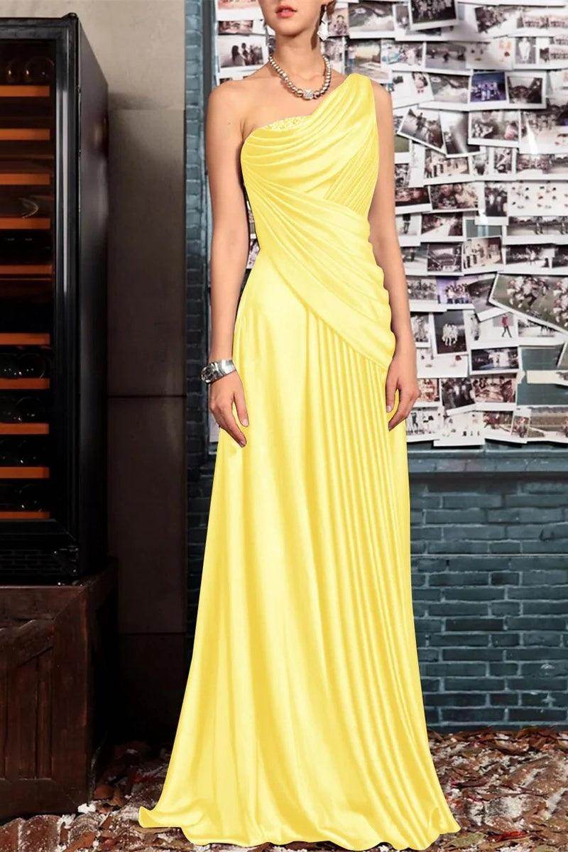 Elegant Sheath One Shoulder Sleeveless Floor Length Mother of the Bride Dress