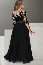 Elegant A Line Jewel Neck 3/4 Length Sleeves Floor Length Mother of the Bride Dress