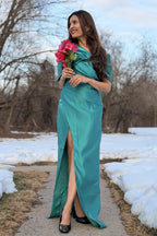 Elegant Sheath Column Half Sleeves Floor Length Mother of the Bride Dress