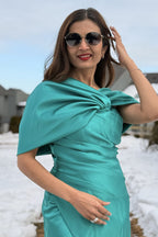 Elegant Sheath Column Half Sleeves Floor Length Mother of the Bride Dress