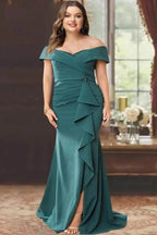 Elegant Sheath Off the Shoulder Sleeveless Floor Length Mother of the Bride Dress