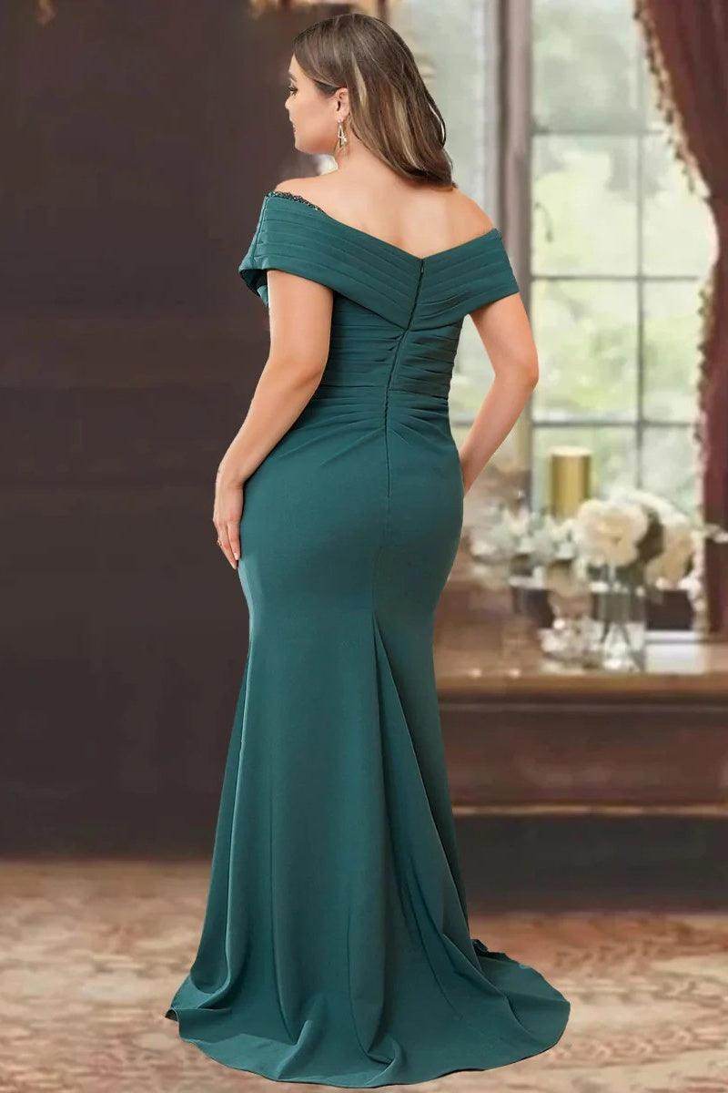 Elegant Sheath Off the Shoulder Sleeveless Floor Length Mother of the Bride Dress