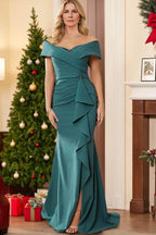 Elegant Sheath Off the Shoulder Sleeveless Floor Length Mother of the Bride Dress