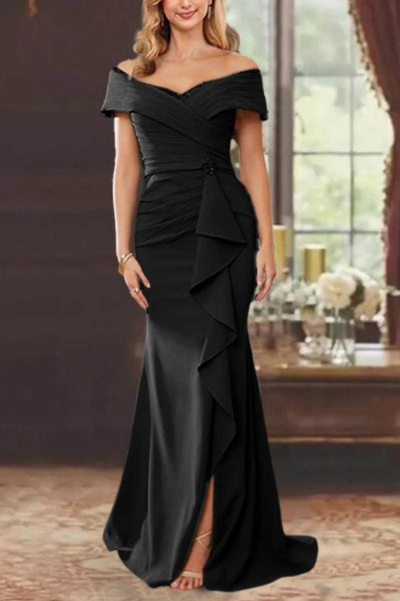 Elegant Sheath Off the Shoulder Sleeveless Floor Length Mother of the Bride Dress