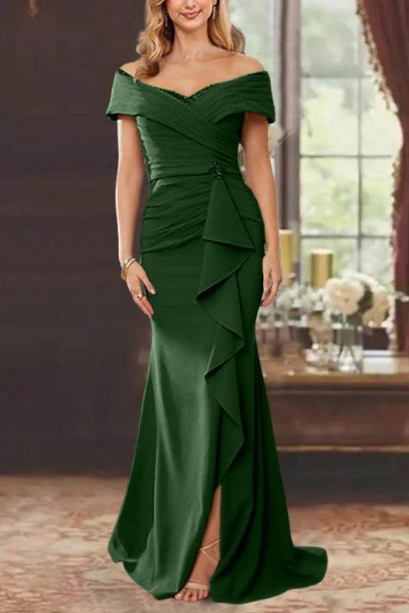 Elegant Sheath Off the Shoulder Sleeveless Floor Length Mother of the Bride Dress