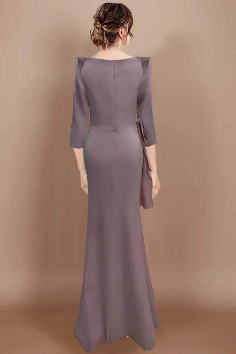 Elegant Sheath Scoop 3/4 Length Sleeves Floor Length Mother of the Bride Dress