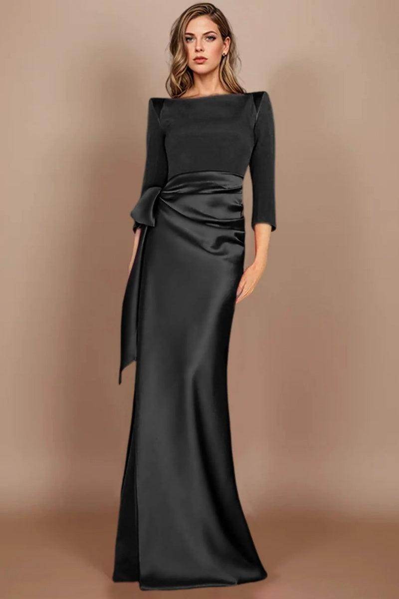 Elegant Sheath Scoop 3/4 Length Sleeves Floor Length Mother of the Bride Dress