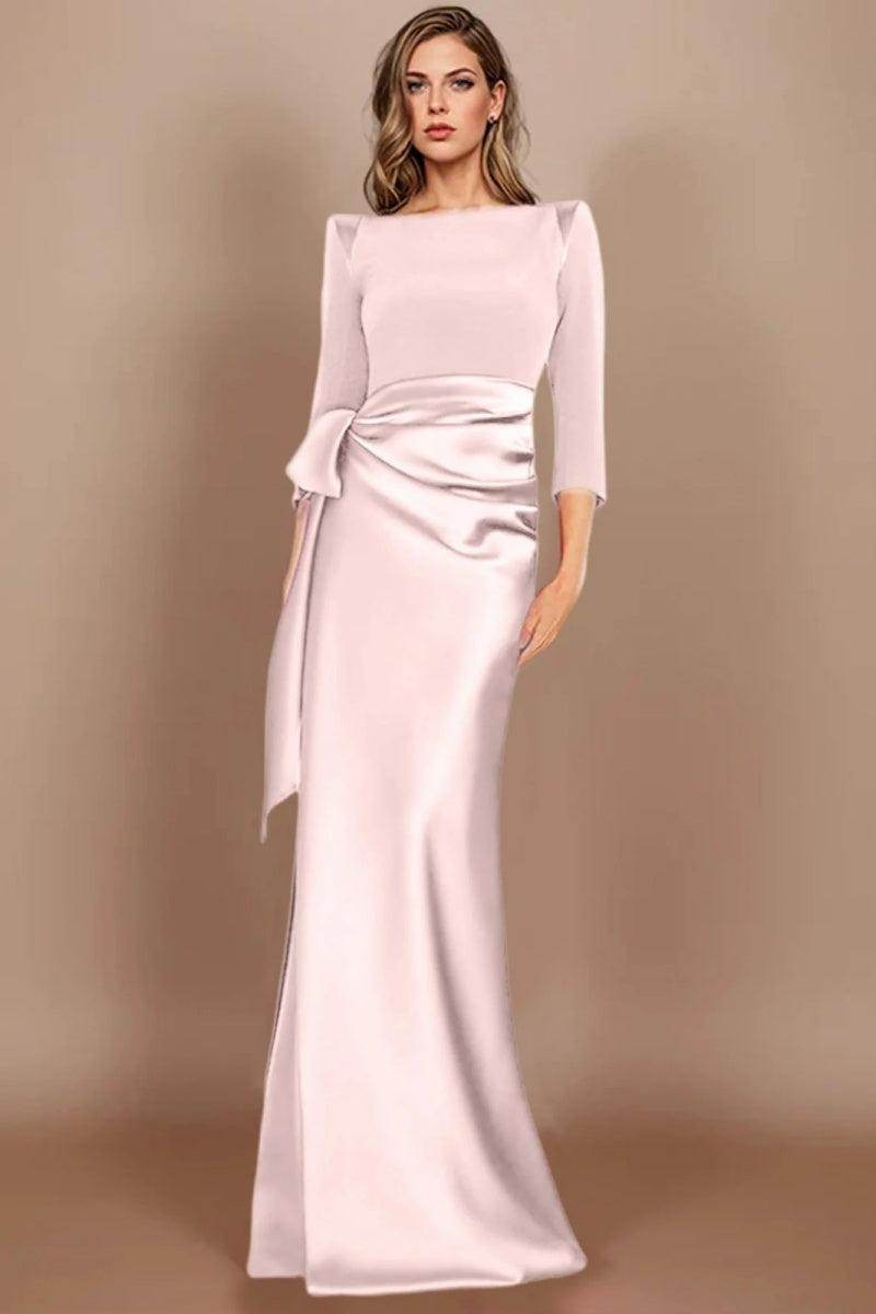 Elegant Sheath Scoop 3/4 Length Sleeves Floor Length Mother of the Bride Dress