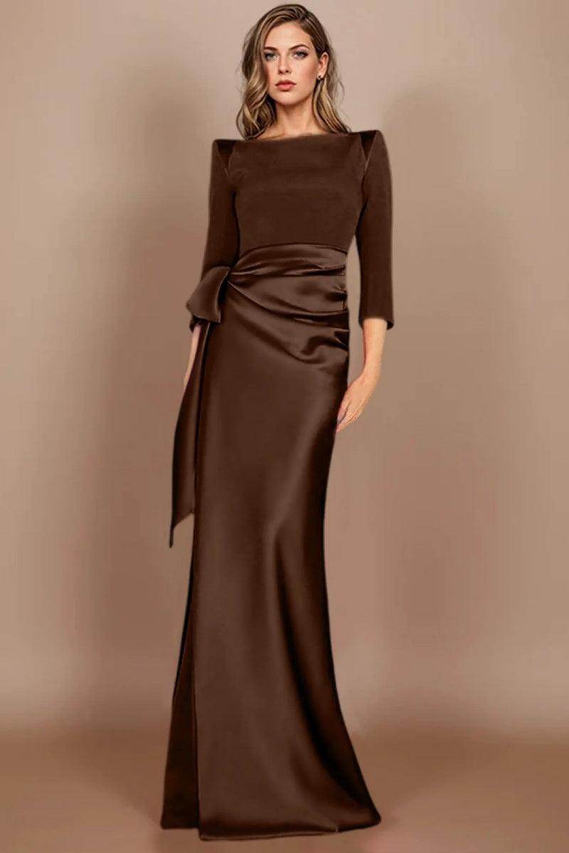 Elegant Sheath Scoop 3/4 Length Sleeves Floor Length Mother of the Bride Dress