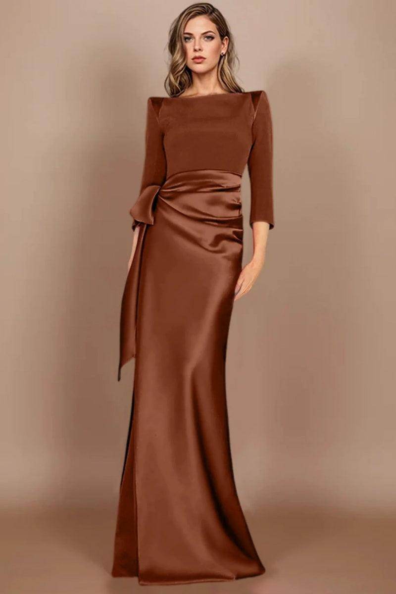 Elegant Sheath Scoop 3/4 Length Sleeves Floor Length Mother of the Bride Dress