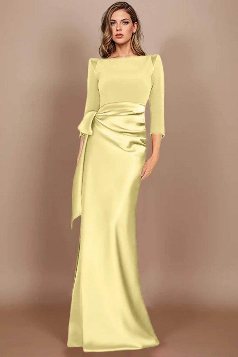 Elegant Sheath Scoop 3/4 Length Sleeves Floor Length Mother of the Bride Dress