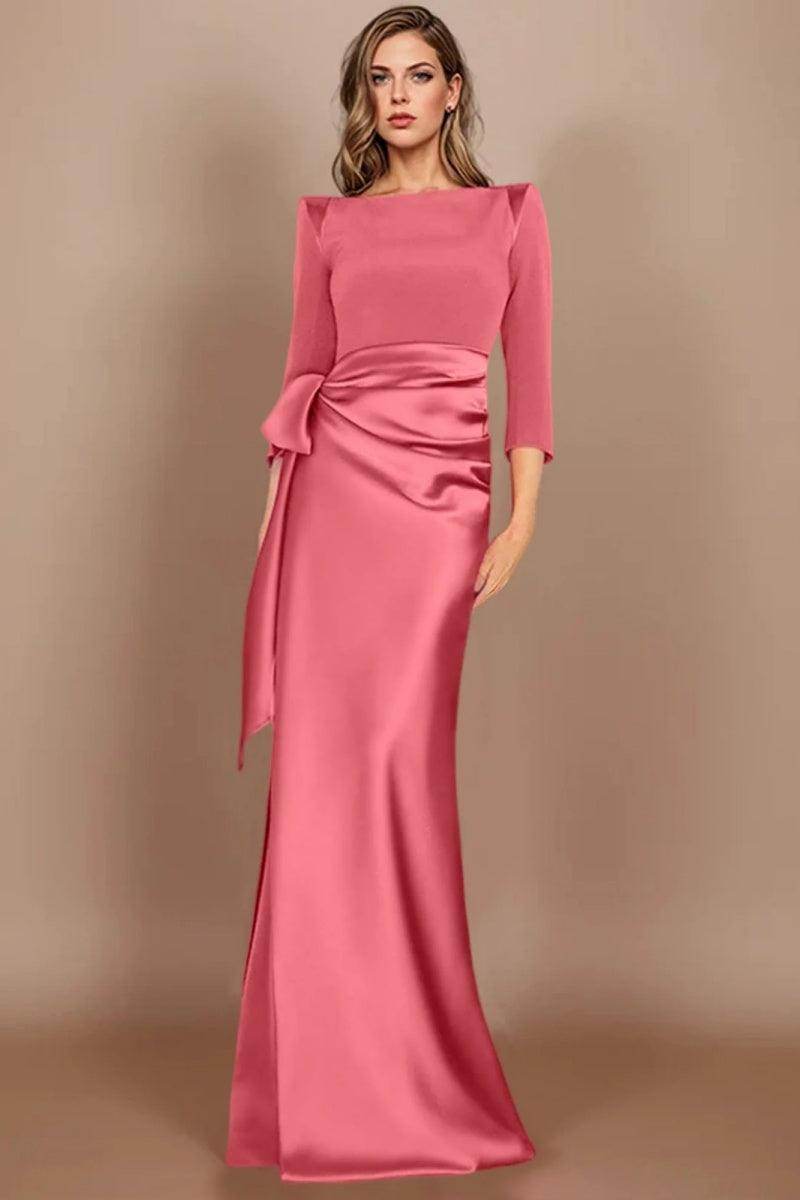 Elegant Sheath Scoop 3/4 Length Sleeves Floor Length Mother of the Bride Dress
