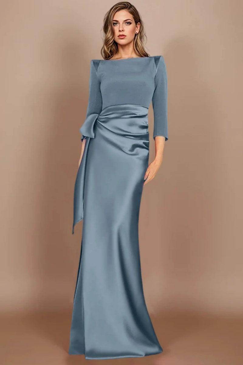 Elegant Sheath Scoop 3/4 Length Sleeves Floor Length Mother of the Bride Dress