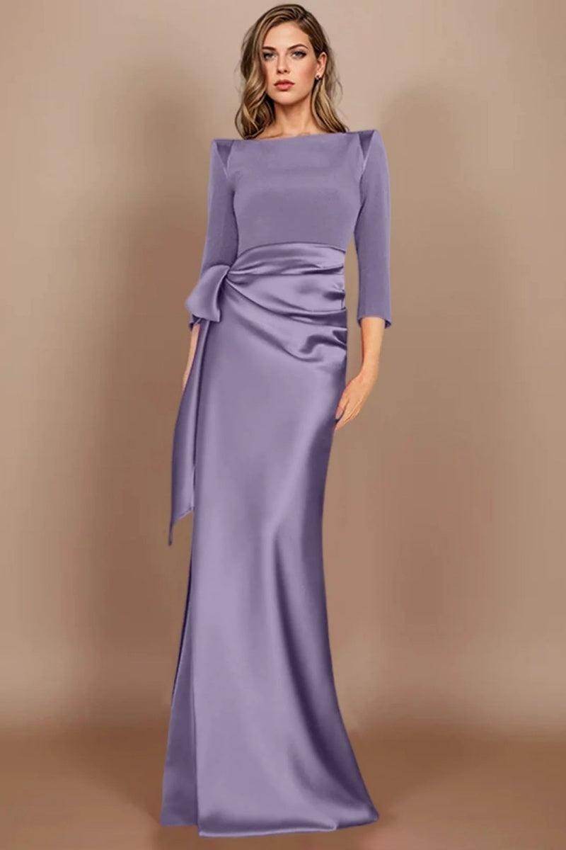 Elegant Sheath Scoop 3/4 Length Sleeves Floor Length Mother of the Bride Dress