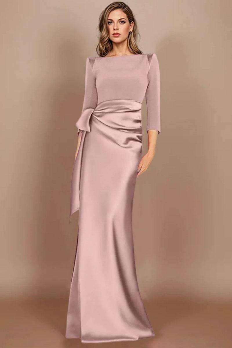 Elegant Sheath Scoop 3/4 Length Sleeves Floor Length Mother of the Bride Dress