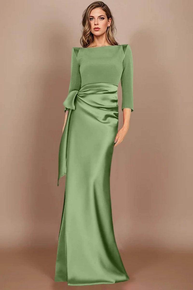 Elegant Sheath Scoop 3/4 Length Sleeves Floor Length Mother of the Bride Dress