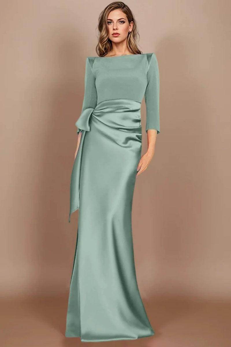 Elegant Sheath Scoop 3/4 Length Sleeves Floor Length Mother of the Bride Dress