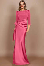Elegant Sheath Scoop 3/4 Length Sleeves Floor Length Mother of the Bride Dress