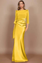 Elegant Sheath Scoop 3/4 Length Sleeves Floor Length Mother of the Bride Dress
