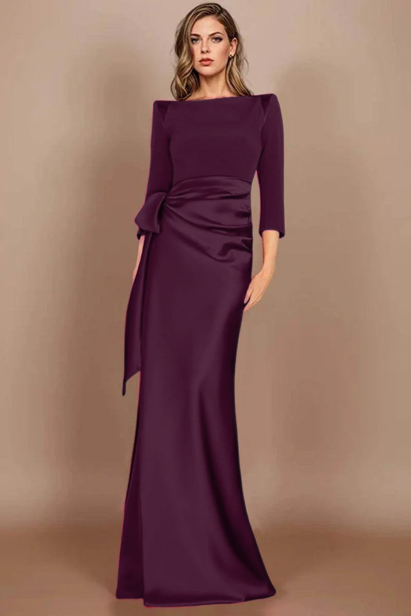 Elegant Sheath Scoop 3/4 Length Sleeves Floor Length Mother of the Bride Dress