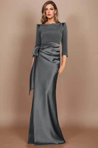 Elegant Sheath Scoop 3/4 Length Sleeves Floor Length Mother of the Bride Dress