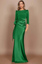 Elegant Sheath Scoop 3/4 Length Sleeves Floor Length Mother of the Bride Dress