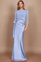 Elegant Sheath Scoop 3/4 Length Sleeves Floor Length Mother of the Bride Dress